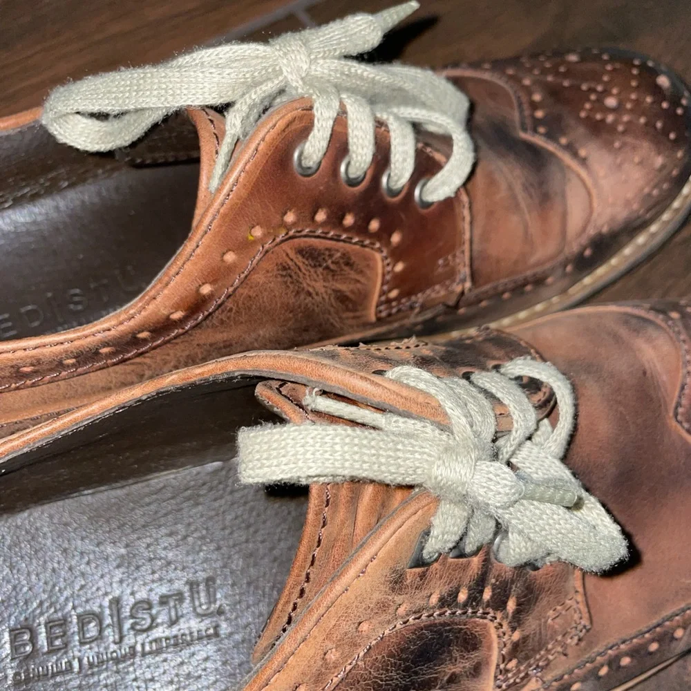 BEDSTU Beacon Tawny Zone  Leather Distressed Wingtip Lace Up Oxford Derb…